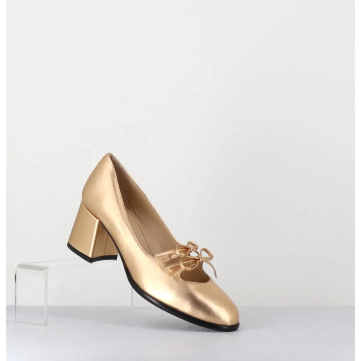 Chaussures^GARRICE LAB Babies à noeuds en cuir métallisé doré - PAOLA LAMIN ORO DORE