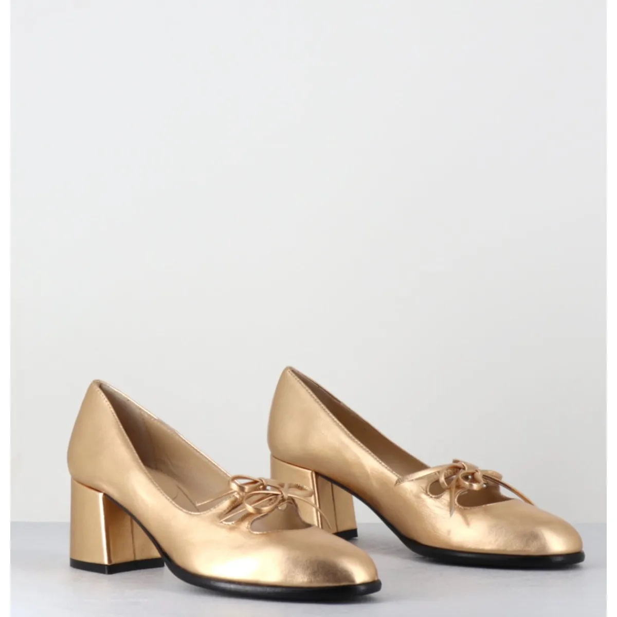Chaussures^GARRICE LAB Babies à noeuds en cuir métallisé doré - PAOLA LAMIN ORO DORE