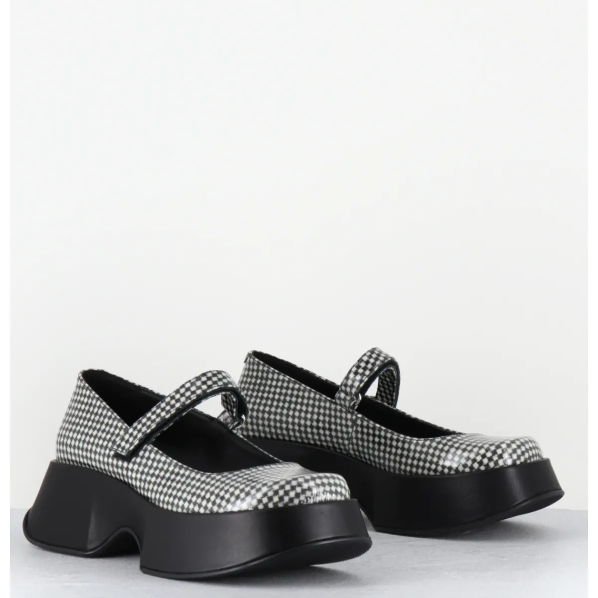 Chaussures | Plateformes^VIC MATIE Babies à plateforme en cuir glacé noir - 1F2418D SCACCO BLACK NOIR&BLANC