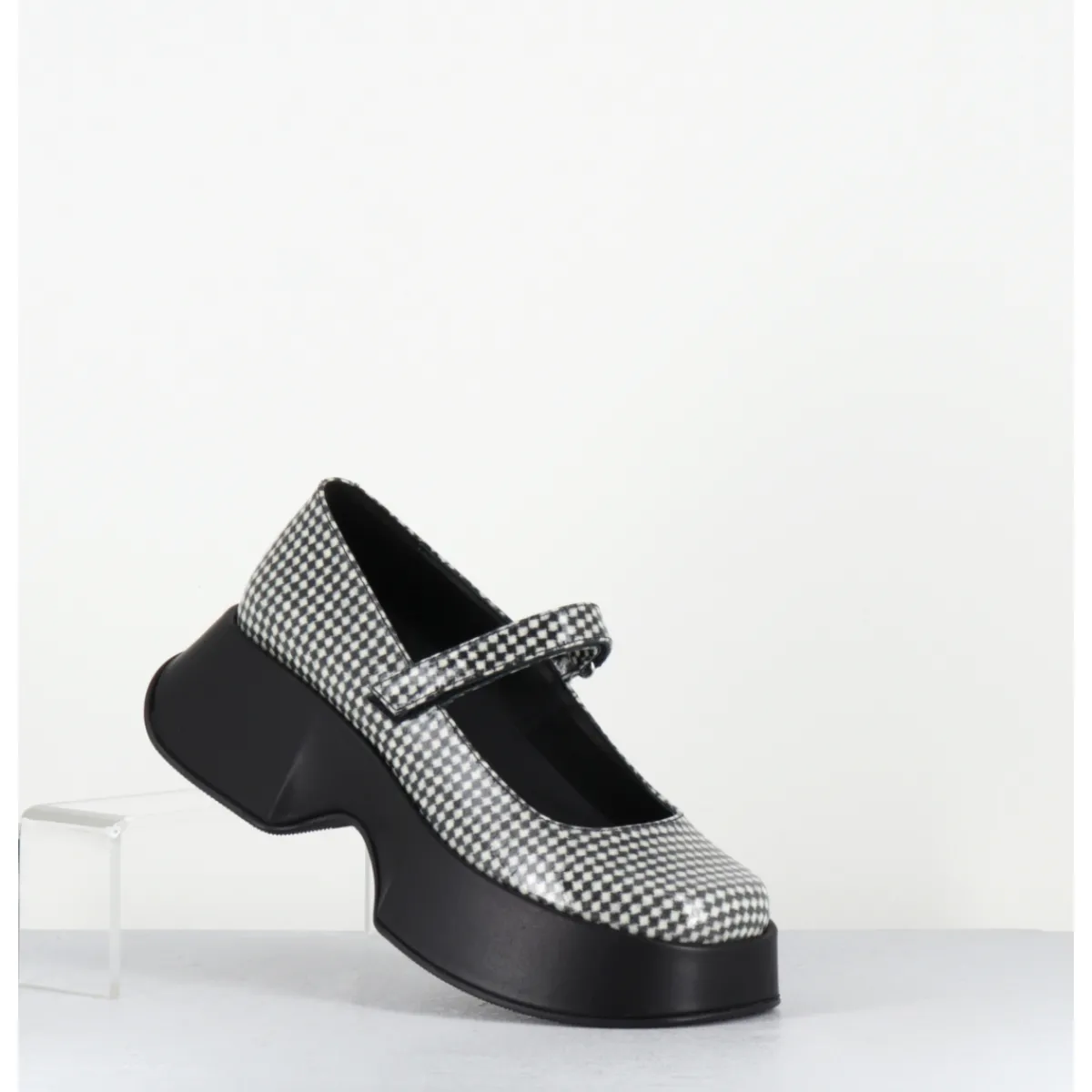 Chaussures | Plateformes^VIC MATIE Babies à plateforme en cuir glacé noir - 1F2418D SCACCO BLACK NOIR&BLANC