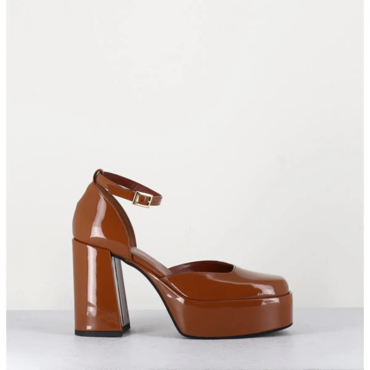 Chaussures | Plateformes^GARRICE LAB Babies à plateforme en cuir vernis caramel - SQUARE CUOIO CAMEL