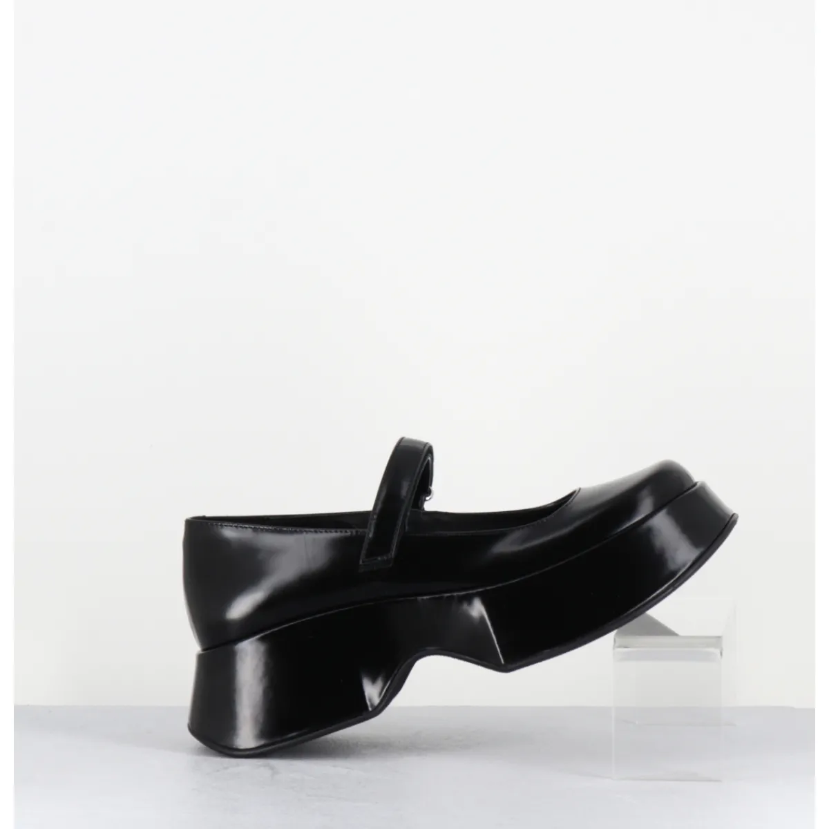 Chaussures | Plateformes^VIC MATIE Babies à plateforme en cuir vernis imprimé damier blanc - 1F2416D LATTEX BLACK NOIR