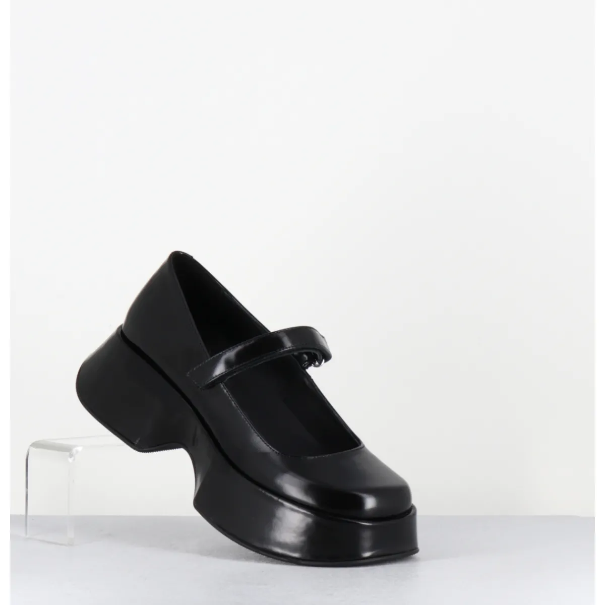 Chaussures | Plateformes^VIC MATIE Babies à plateforme en cuir vernis imprimé damier blanc - 1F2416D LATTEX BLACK NOIR