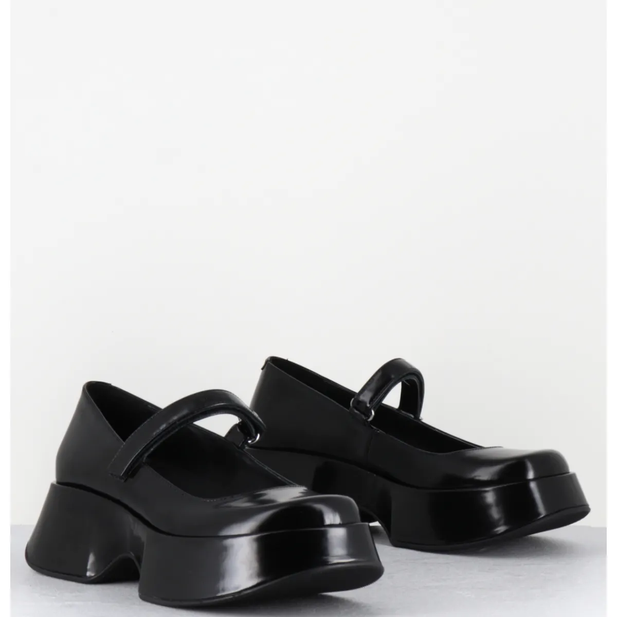 Chaussures | Plateformes^VIC MATIE Babies à plateforme en cuir vernis imprimé damier blanc - 1F2416D LATTEX BLACK NOIR