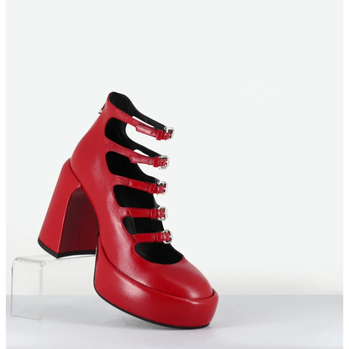 Chaussures | Plateformes^ELENA IACHI Babies à plateforme multi-brides en cuir - E3551 TIAGO BERRY ROUGE