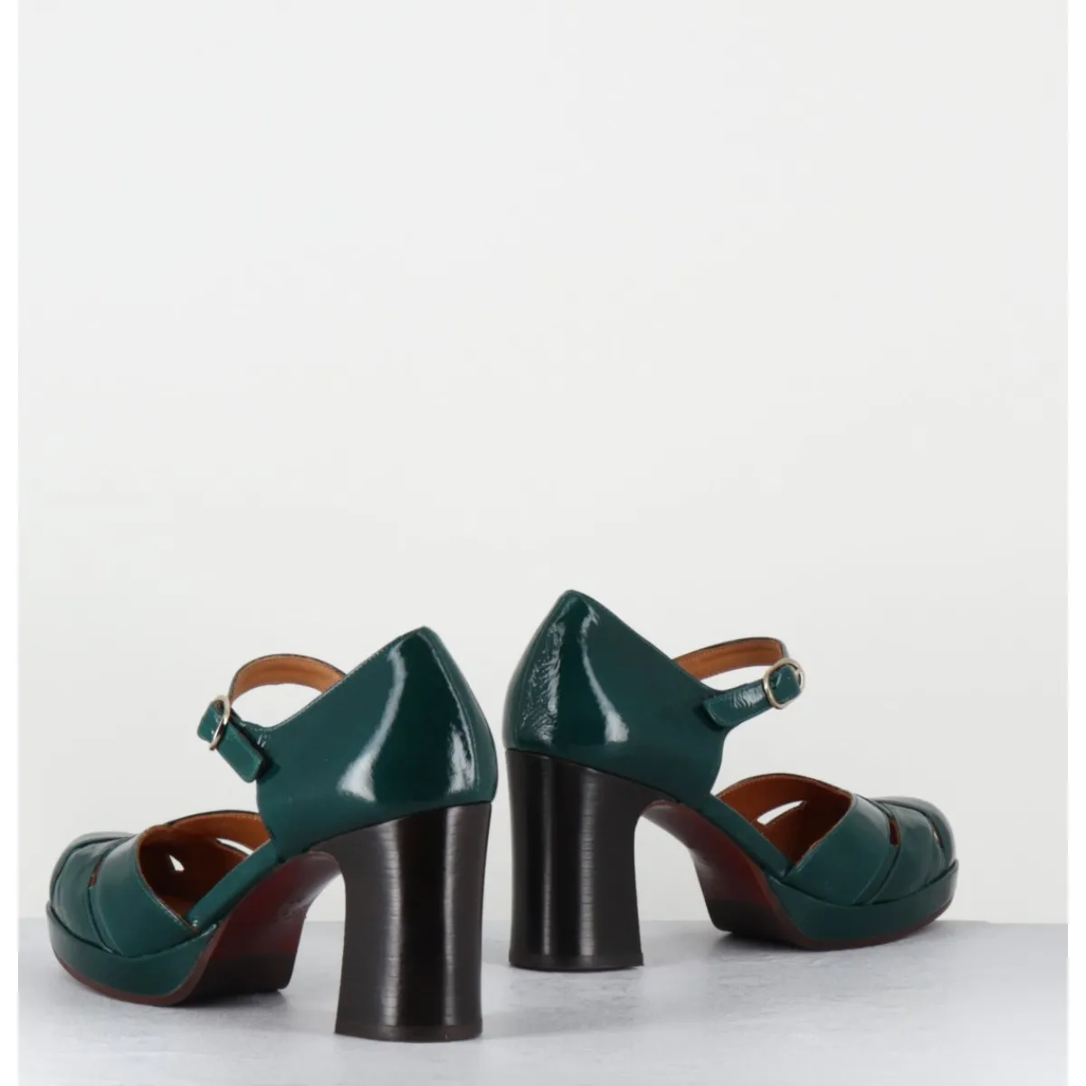 Chaussures^CHIE MIHARA Babies à talon en cuir vernis ajouré - DEMIN SUCRE FOREST VERT