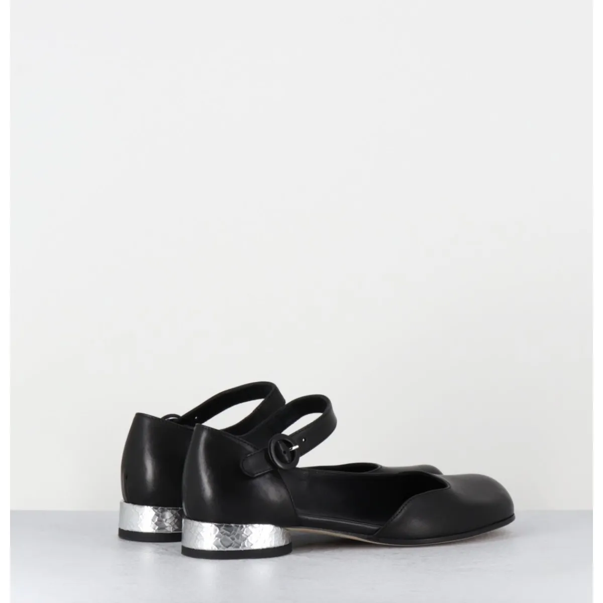 Chaussures^GARRICE LAB Babies asymétrique en cuir petit talon argent - MANI2 FULAR NERO NOIR