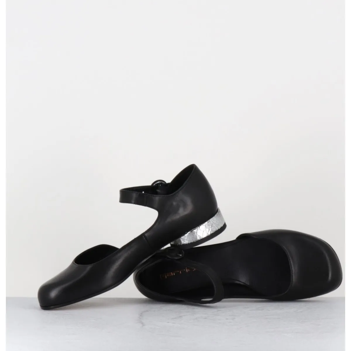 Chaussures^GARRICE LAB Babies asymétrique en cuir petit talon argent - MANI2 FULAR NERO NOIR