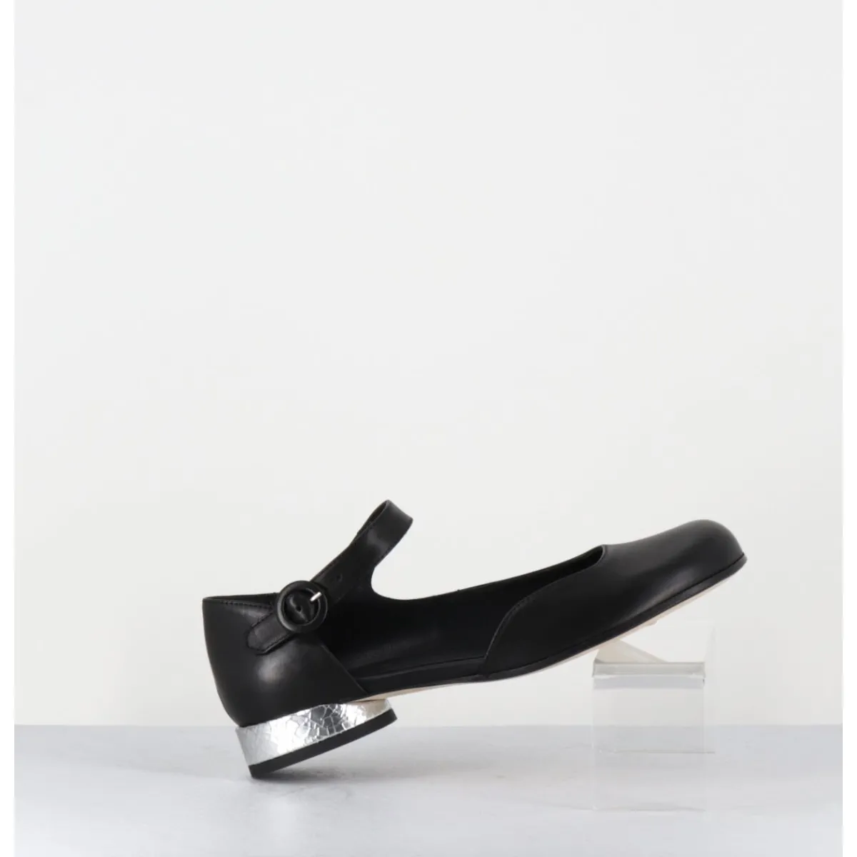 Chaussures^GARRICE LAB Babies asymétrique en cuir petit talon argent - MANI2 FULAR NERO NOIR