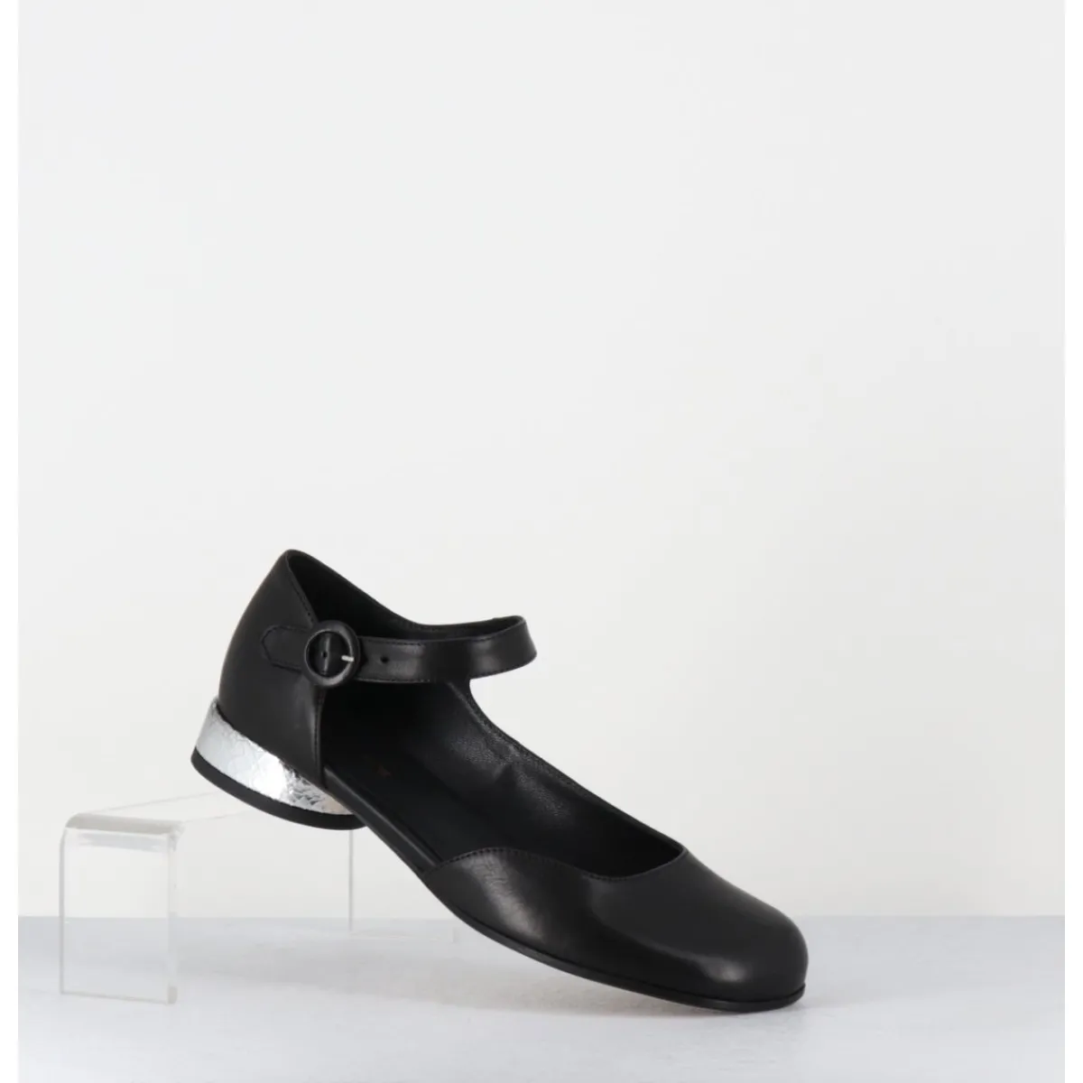 Chaussures^GARRICE LAB Babies asymétrique en cuir petit talon argent - MANI2 FULAR NERO NOIR