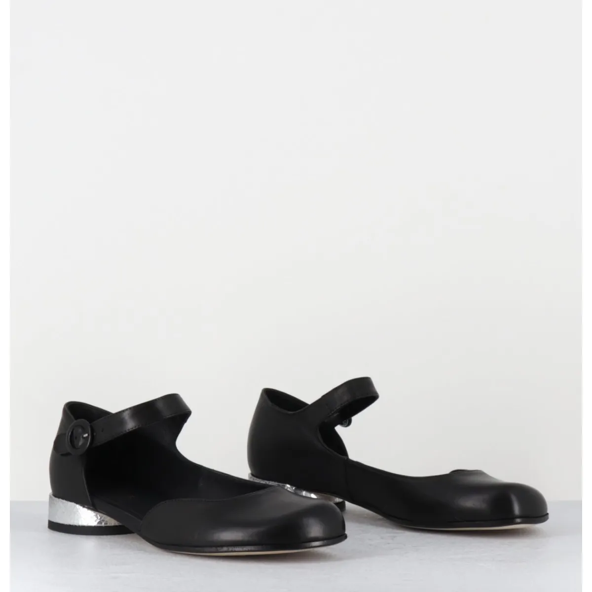 Chaussures^GARRICE LAB Babies asymétrique en cuir petit talon argent - MANI2 FULAR NERO NOIR