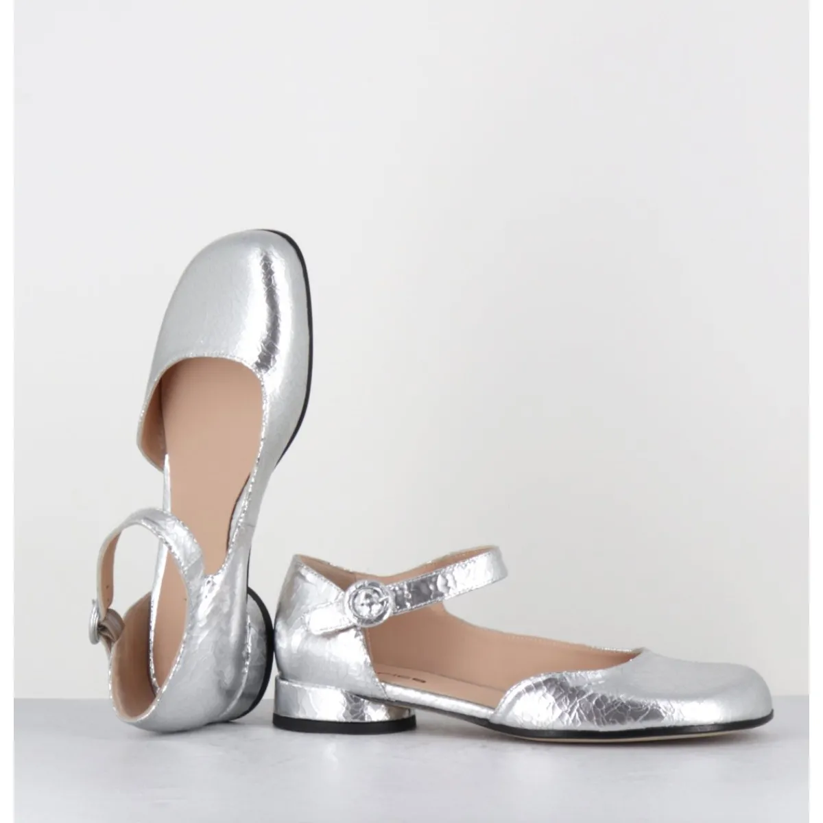 Chaussures | Ballerines^GARRICE LAB Babies asymétrique petit talon cuir craquelé - MANI1 CRAK O ARGENT