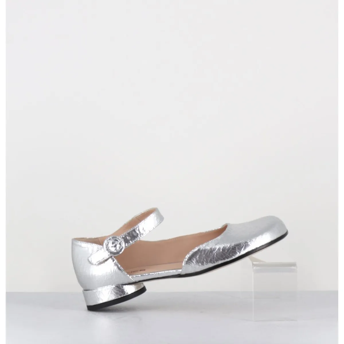 Chaussures | Ballerines^GARRICE LAB Babies asymétrique petit talon cuir craquelé - MANI1 CRAK O ARGENT