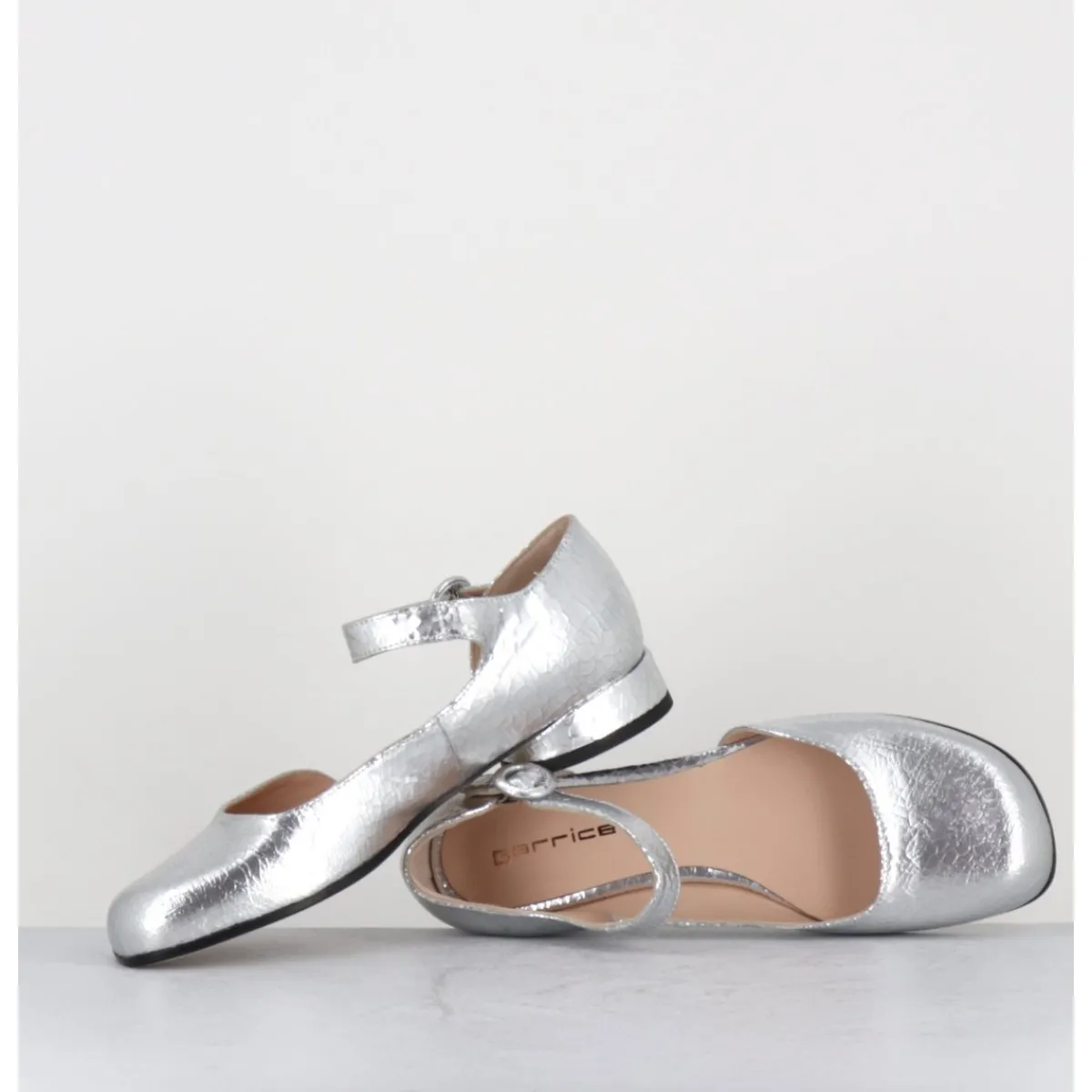 Chaussures | Ballerines^GARRICE LAB Babies asymétrique petit talon cuir craquelé - MANI1 CRAK O ARGENT