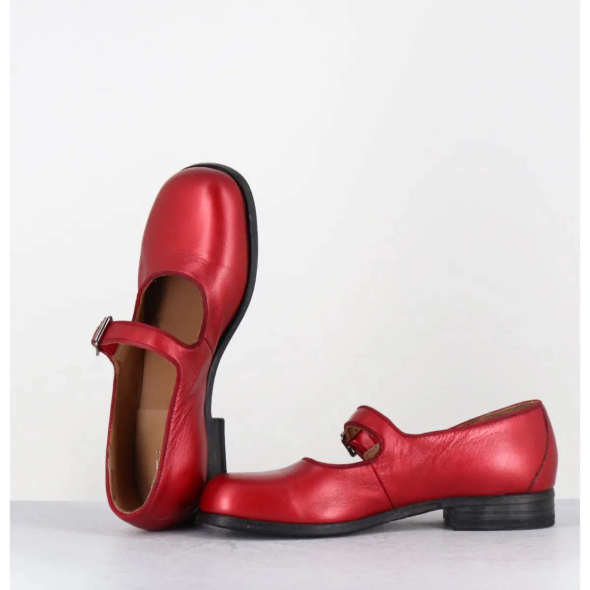 Chaussures^MOMA Babies en cuir métallisé ligne japonisante - 45403L BON POMME ROUGE