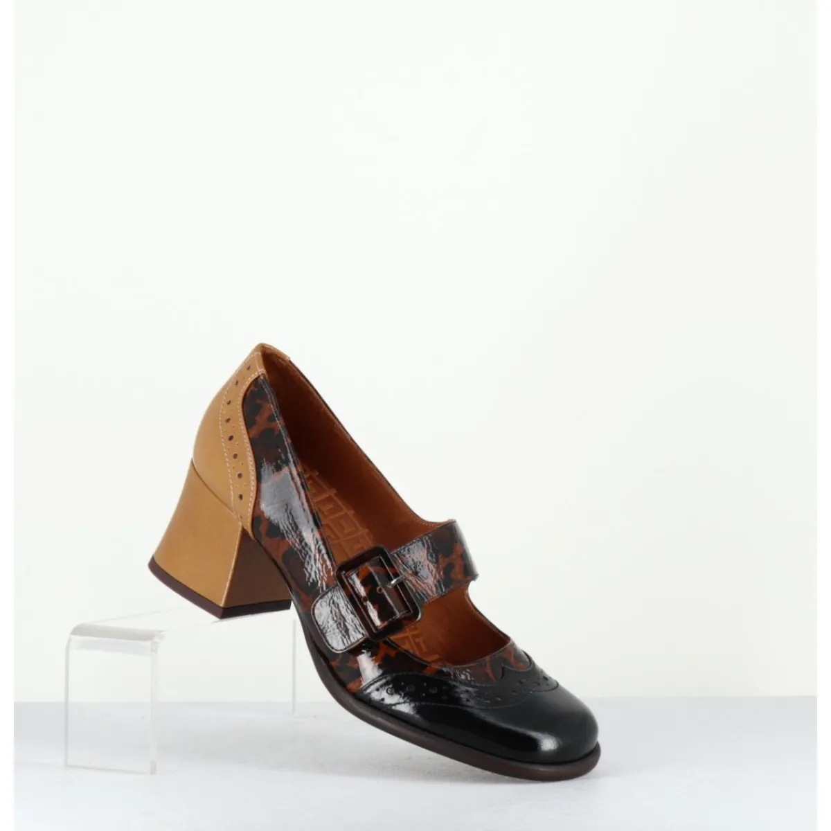 Chaussures^CHIE MIHARA Babies petit talon cuir effet vernis léopard multi - MEYKO MASERATI NEGRO