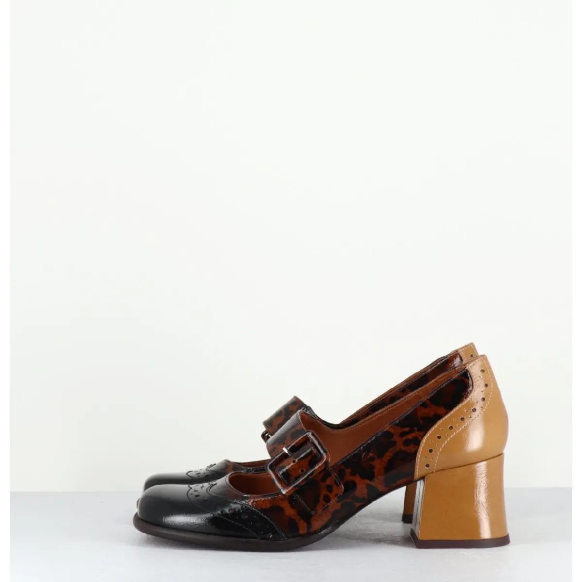 Chaussures^CHIE MIHARA Babies petit talon cuir effet vernis léopard multi - MEYKO MASERATI NEGRO