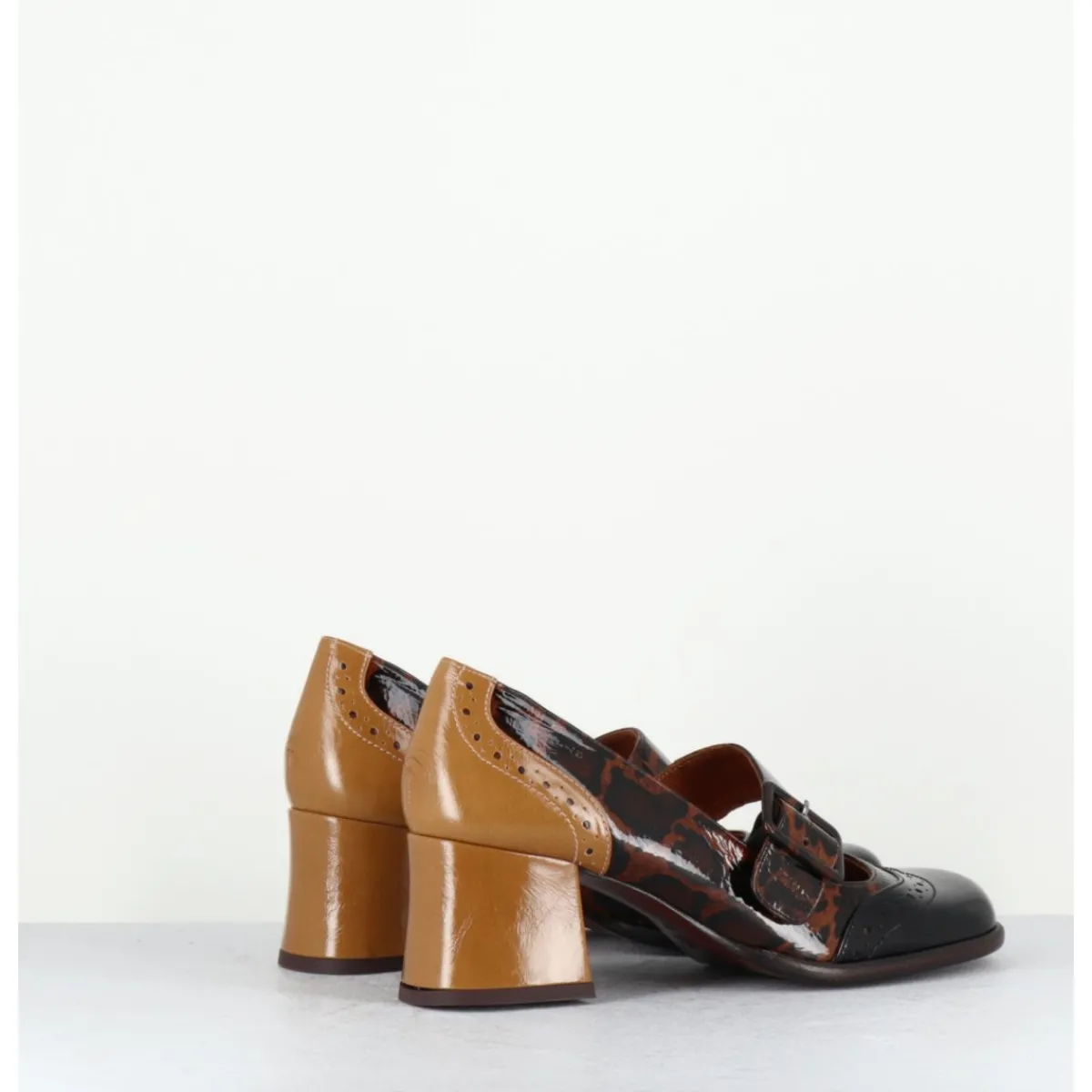 Chaussures^CHIE MIHARA Babies petit talon cuir effet vernis léopard multi - MEYKO MASERATI NEGRO