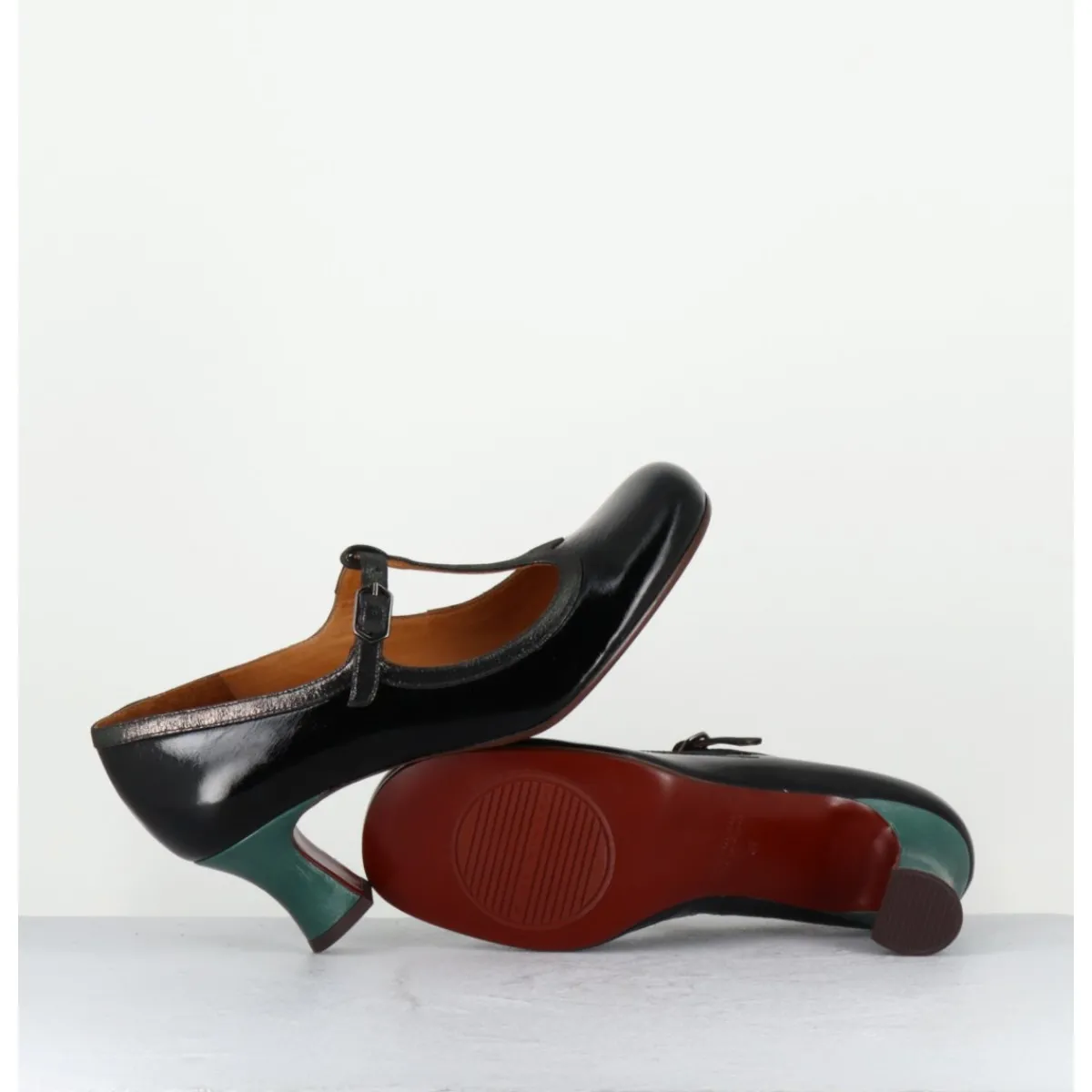 Chaussures^CHIE MIHARA Babies petit talon en cuir effet vernis - MYLKA MASERATI NEGRO NOIR