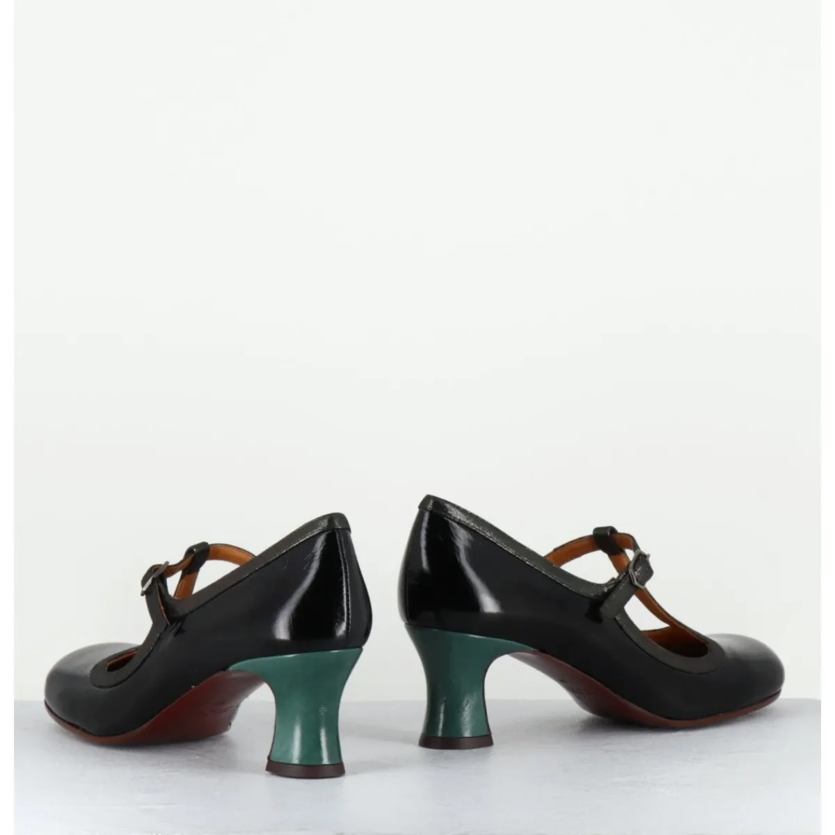 Chaussures^CHIE MIHARA Babies petit talon en cuir effet vernis - MYLKA MASERATI NEGRO NOIR