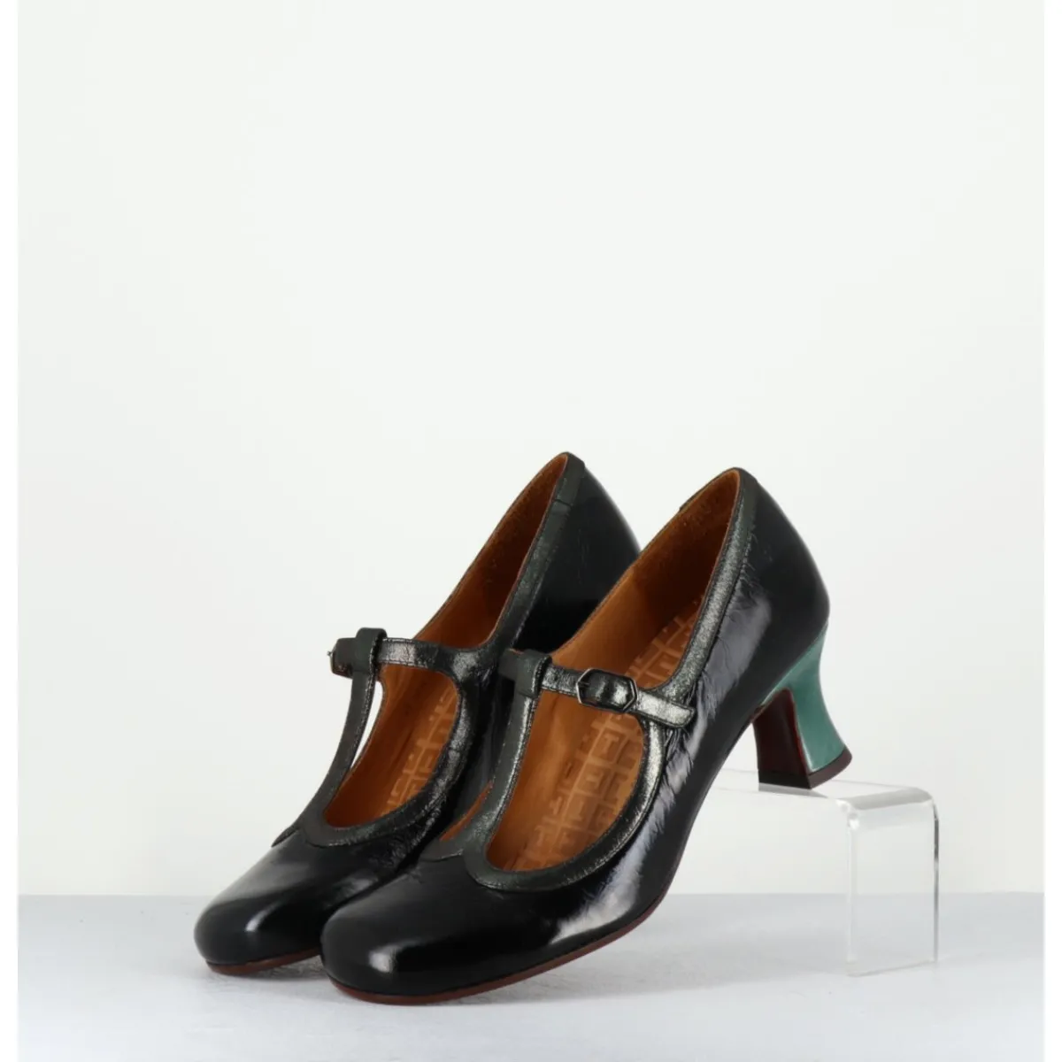 Chaussures^CHIE MIHARA Babies petit talon en cuir effet vernis - MYLKA MASERATI NEGRO NOIR