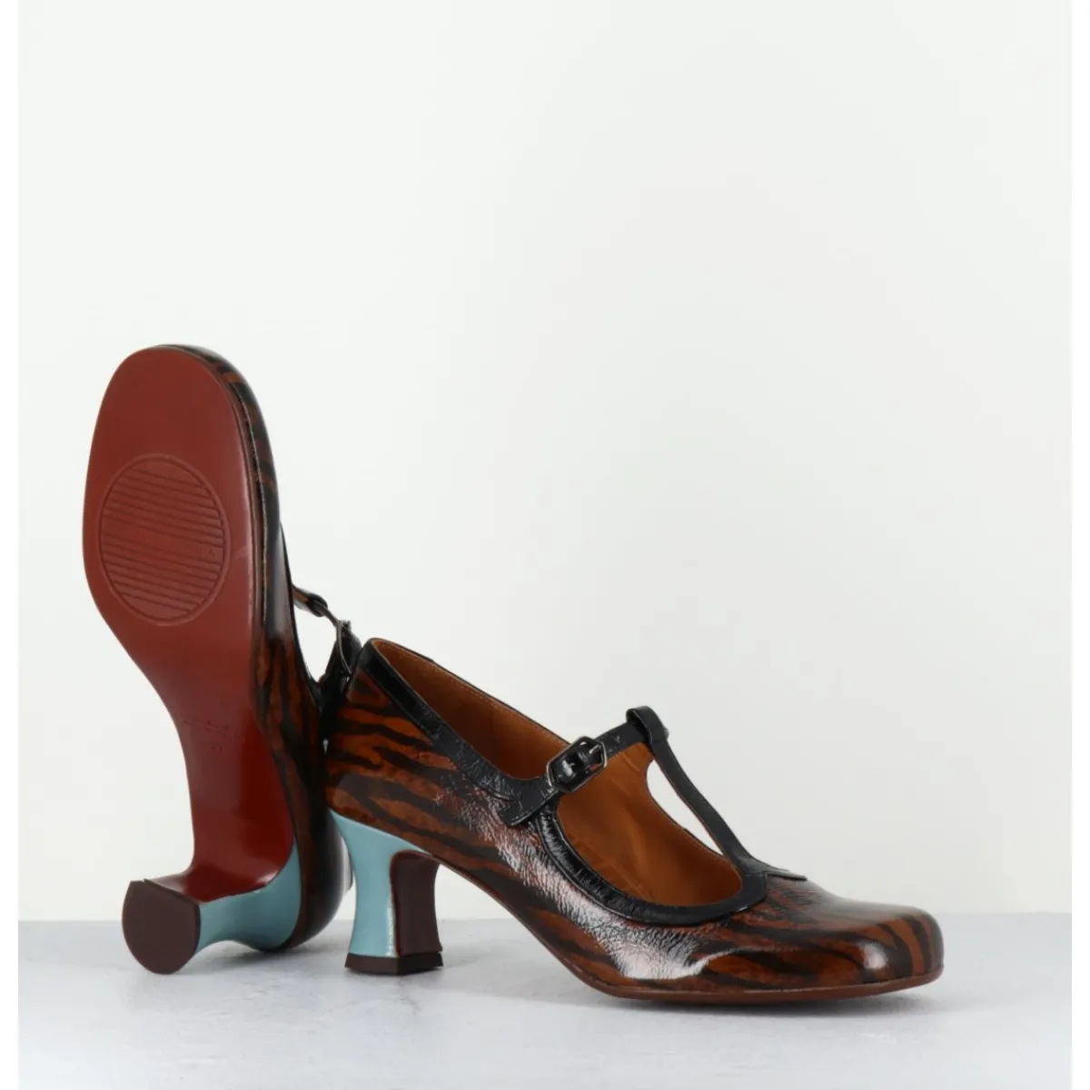 Chaussures^CHIE MIHARA Babies petit talon en cuir imprimé tigré - MYLKA TESLA CASTANO