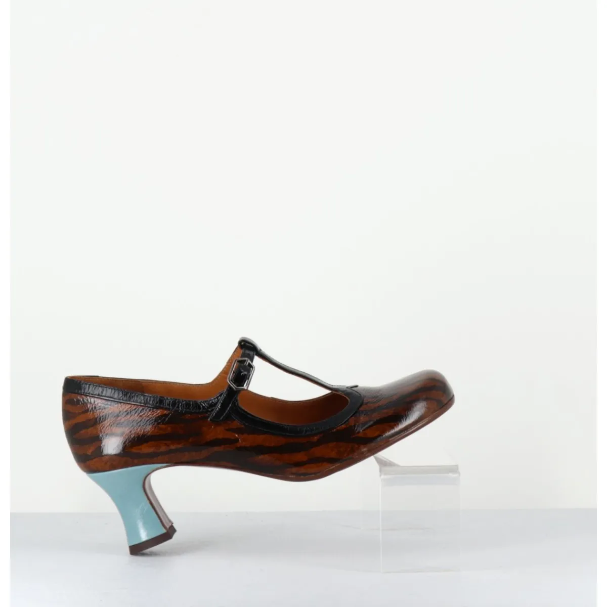 Chaussures^CHIE MIHARA Babies petit talon en cuir imprimé tigré - MYLKA TESLA CASTANO