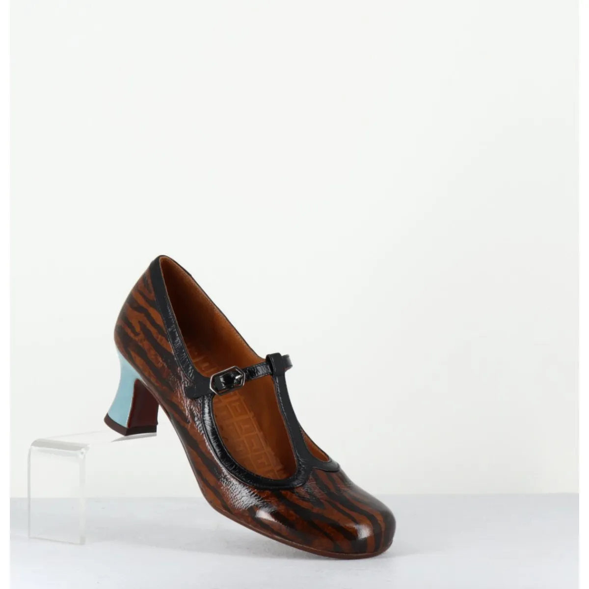 Chaussures^CHIE MIHARA Babies petit talon en cuir imprimé tigré - MYLKA TESLA CASTANO