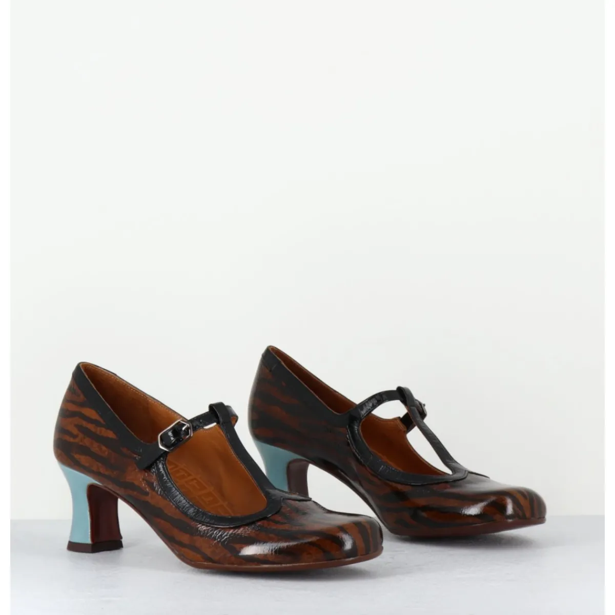 Chaussures^CHIE MIHARA Babies petit talon en cuir imprimé tigré - MYLKA TESLA CASTANO