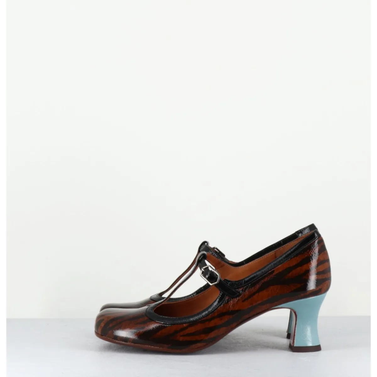 Chaussures^CHIE MIHARA Babies petit talon en cuir imprimé tigré - MYLKA TESLA CASTANO
