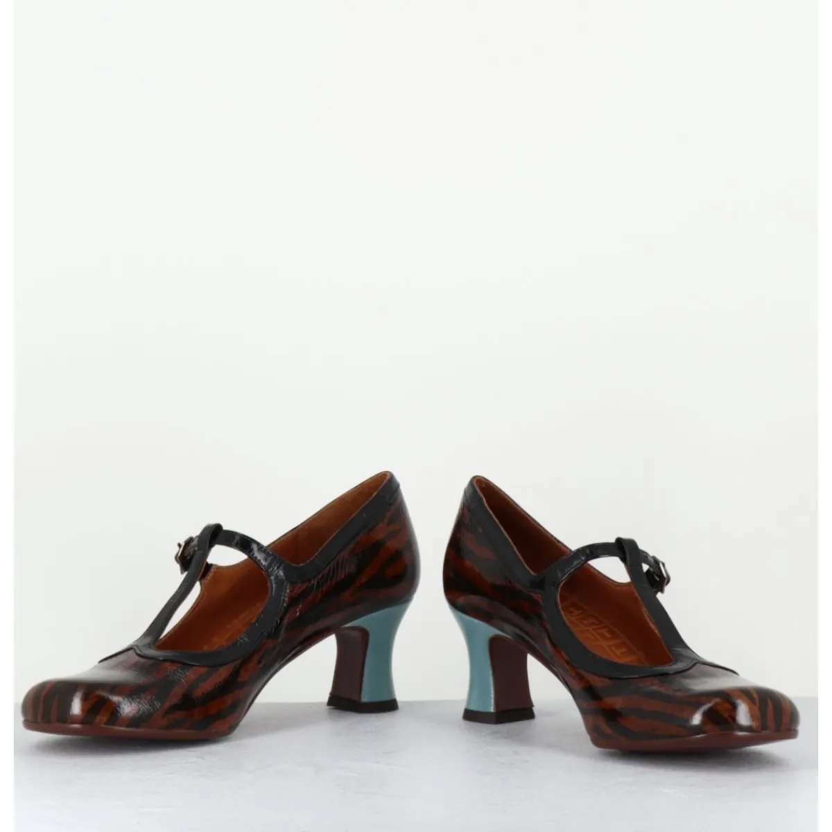 Chaussures^CHIE MIHARA Babies petit talon en cuir imprimé tigré - MYLKA TESLA CASTANO