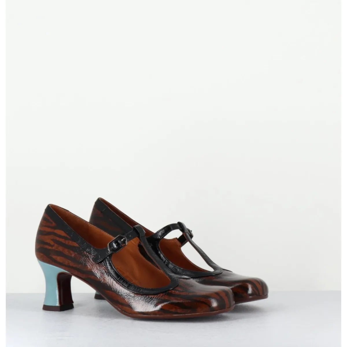 Chaussures^CHIE MIHARA Babies petit talon en cuir imprimé tigré - MYLKA TESLA CASTANO