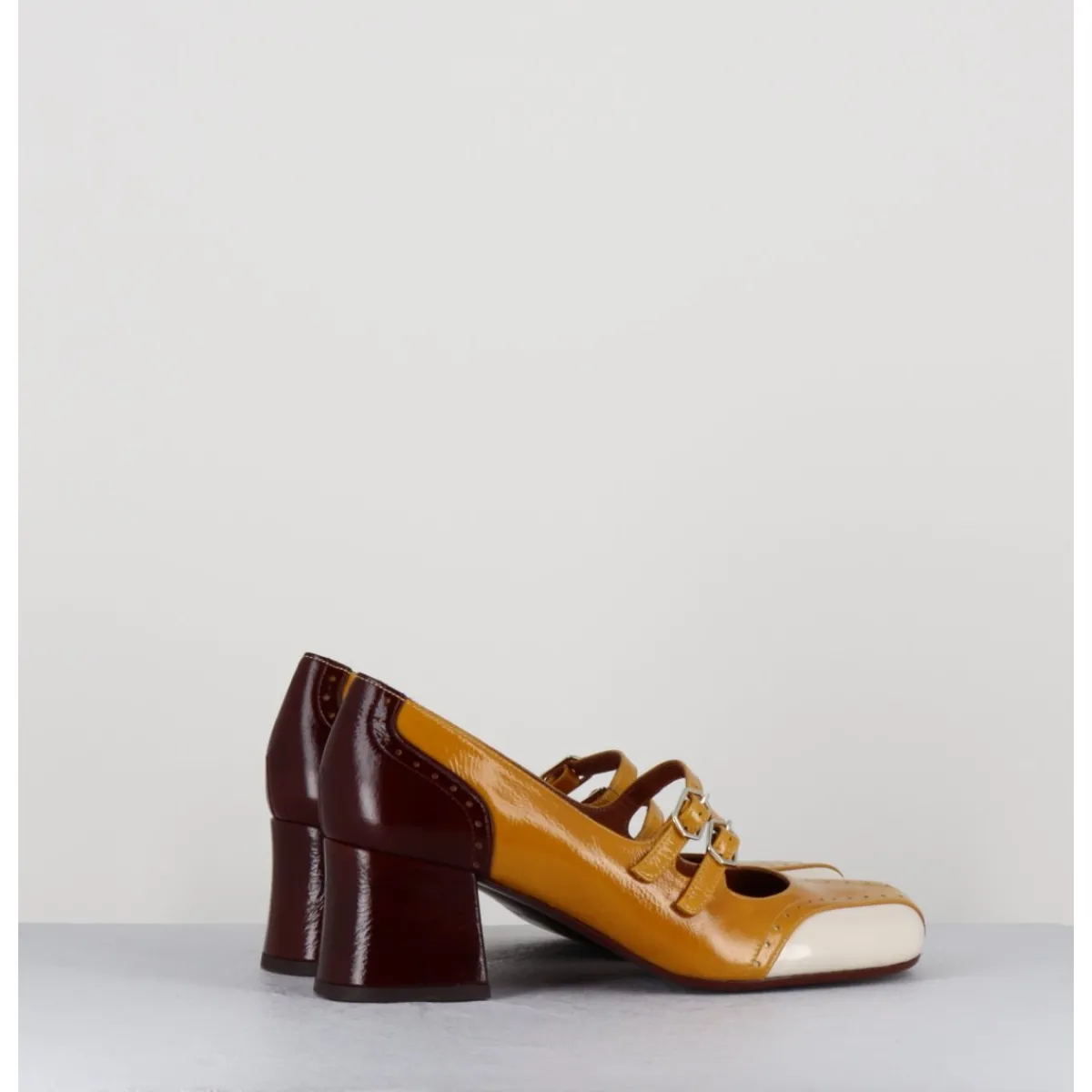 Chaussures^CHIE MIHARA Babies petit talon look vintage vernis multi jaune - MAIME44 FERRARI SUN