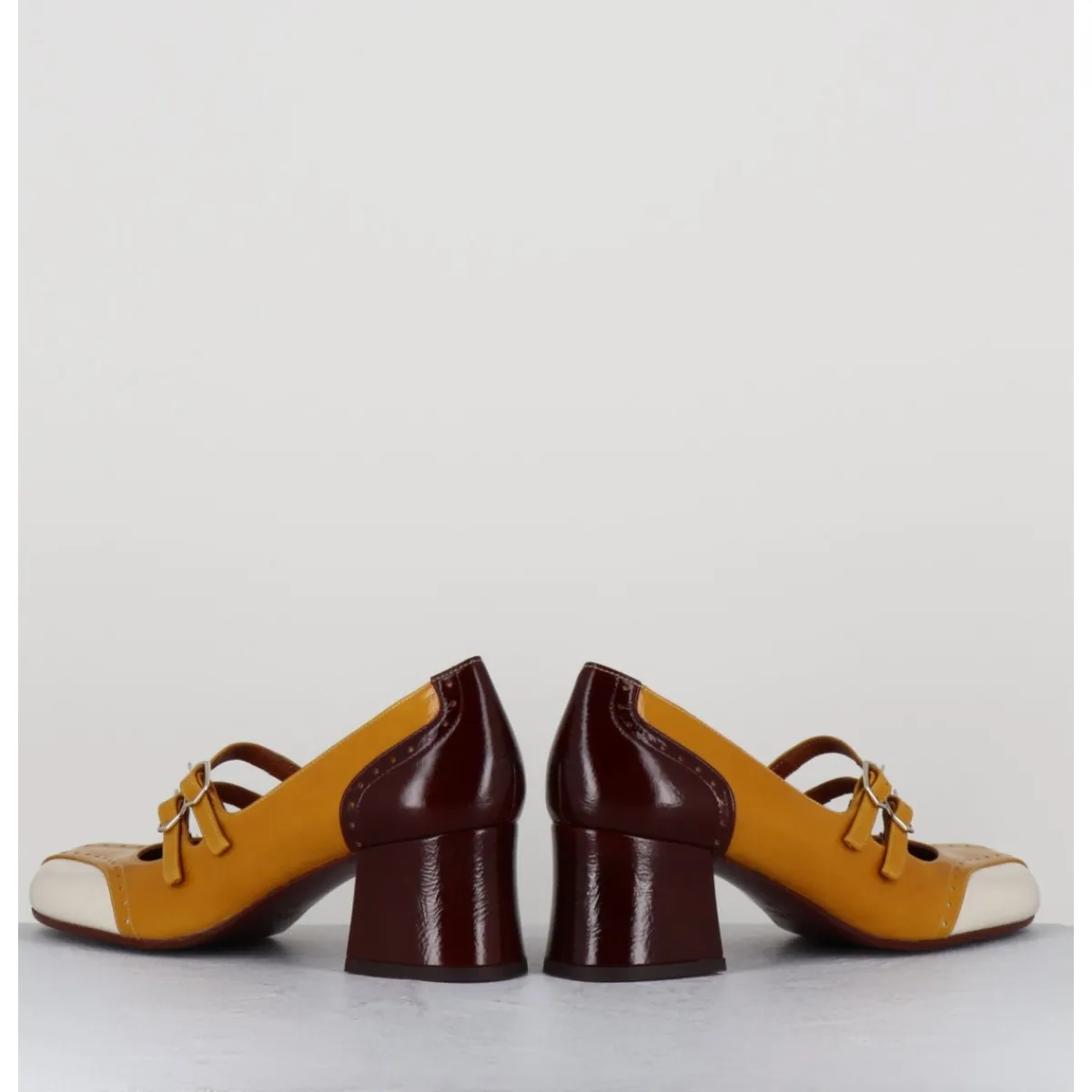 Chaussures^CHIE MIHARA Babies petit talon look vintage vernis multi jaune - MAIME44 FERRARI SUN