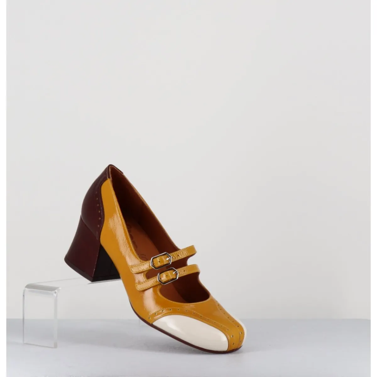 Chaussures^CHIE MIHARA Babies petit talon look vintage vernis multi jaune - MAIME44 FERRARI SUN