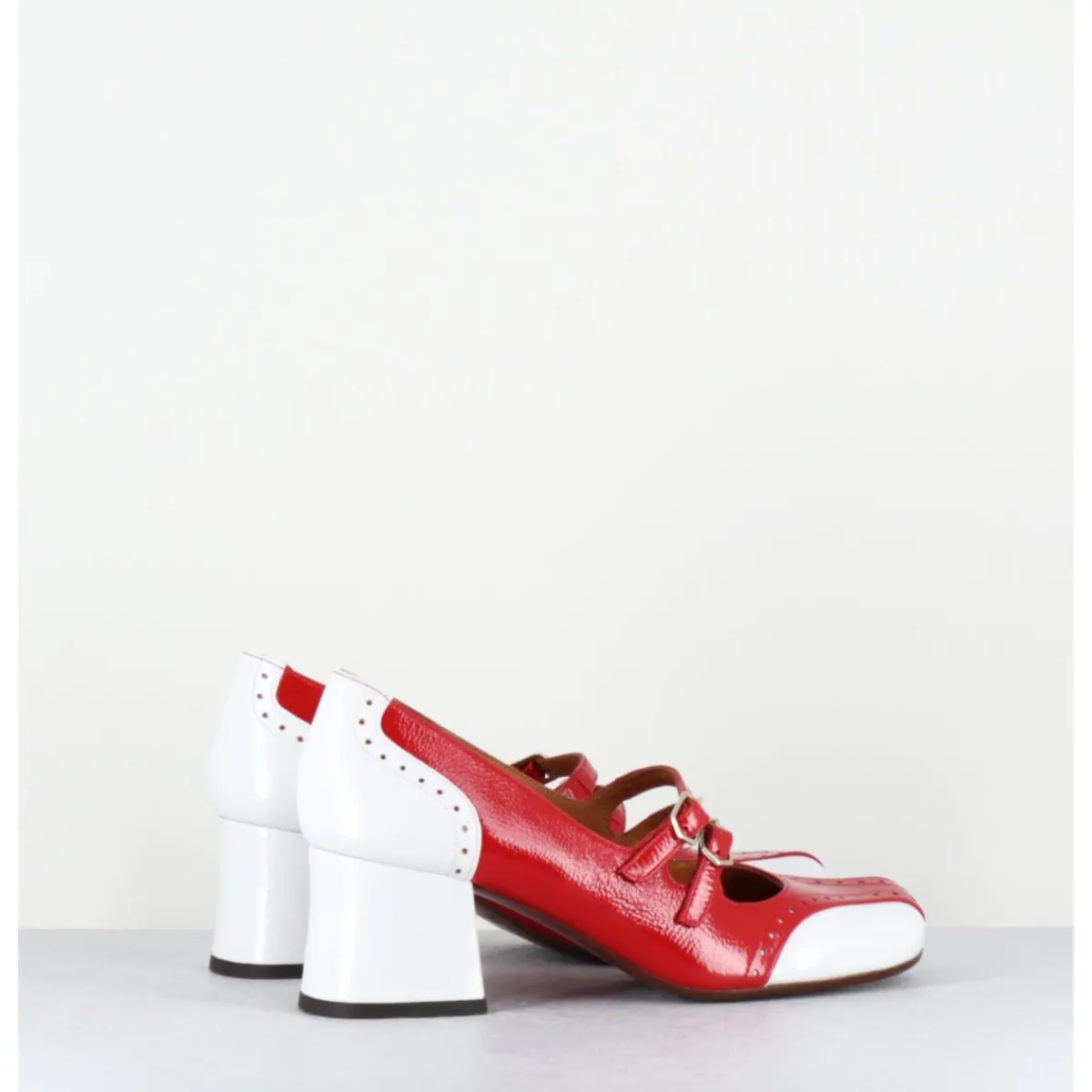 Chaussures^CHIE MIHARA Babies petit talon look vintage vernis rouge & blanc - MAIME44 FERRARI CHERRY