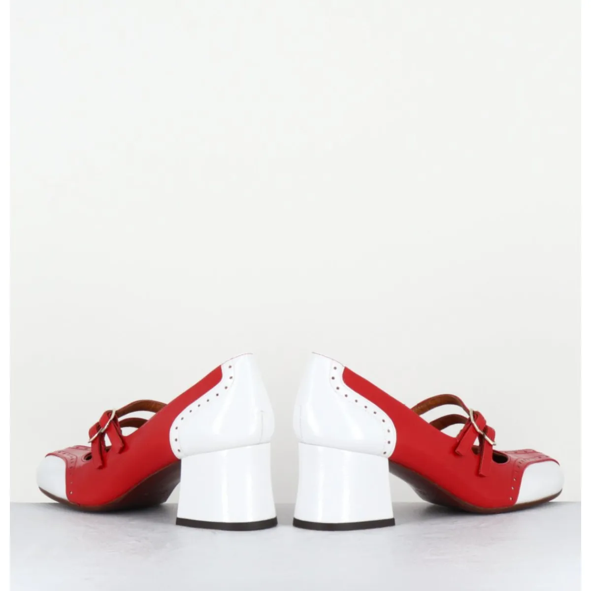 Chaussures^CHIE MIHARA Babies petit talon look vintage vernis rouge & blanc - MAIME44 FERRARI CHERRY