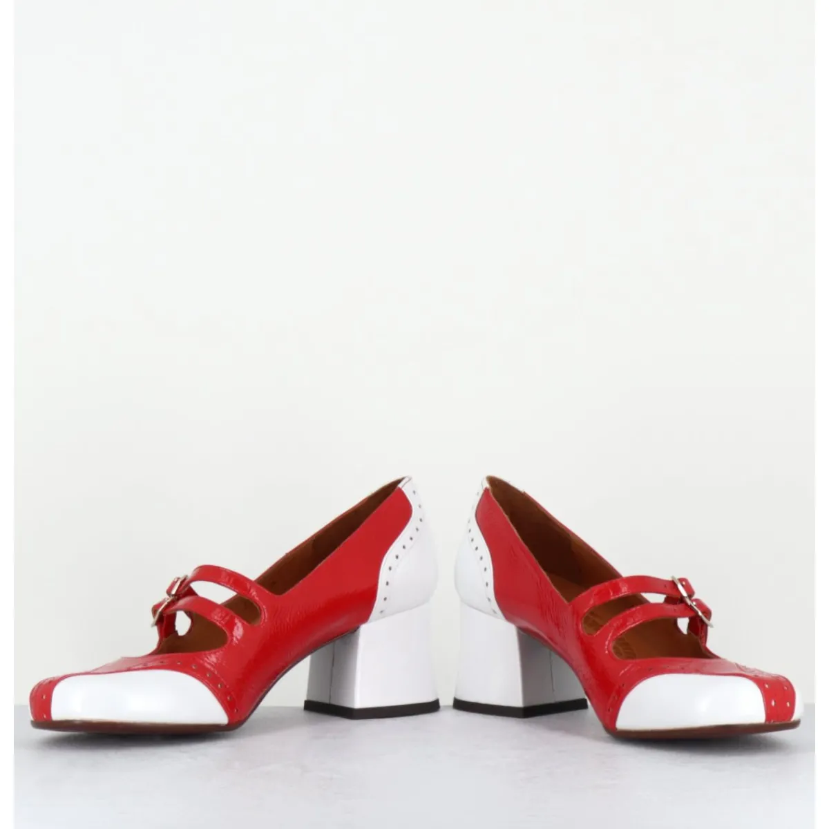 Chaussures^CHIE MIHARA Babies petit talon look vintage vernis rouge & blanc - MAIME44 FERRARI CHERRY