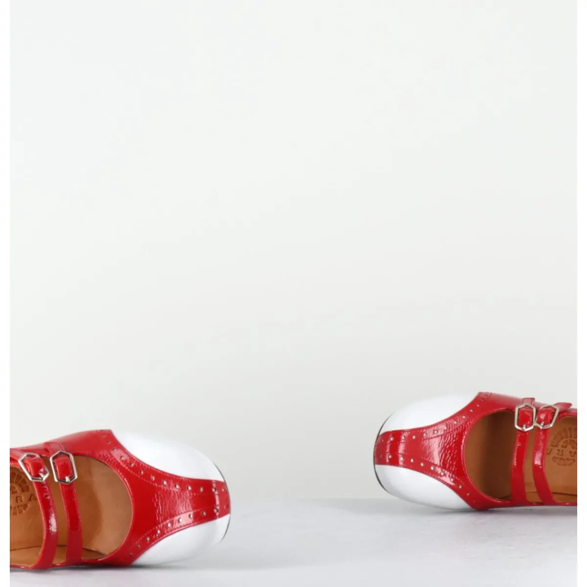 Chaussures^CHIE MIHARA Babies petit talon look vintage vernis rouge & blanc - MAIME44 FERRARI CHERRY