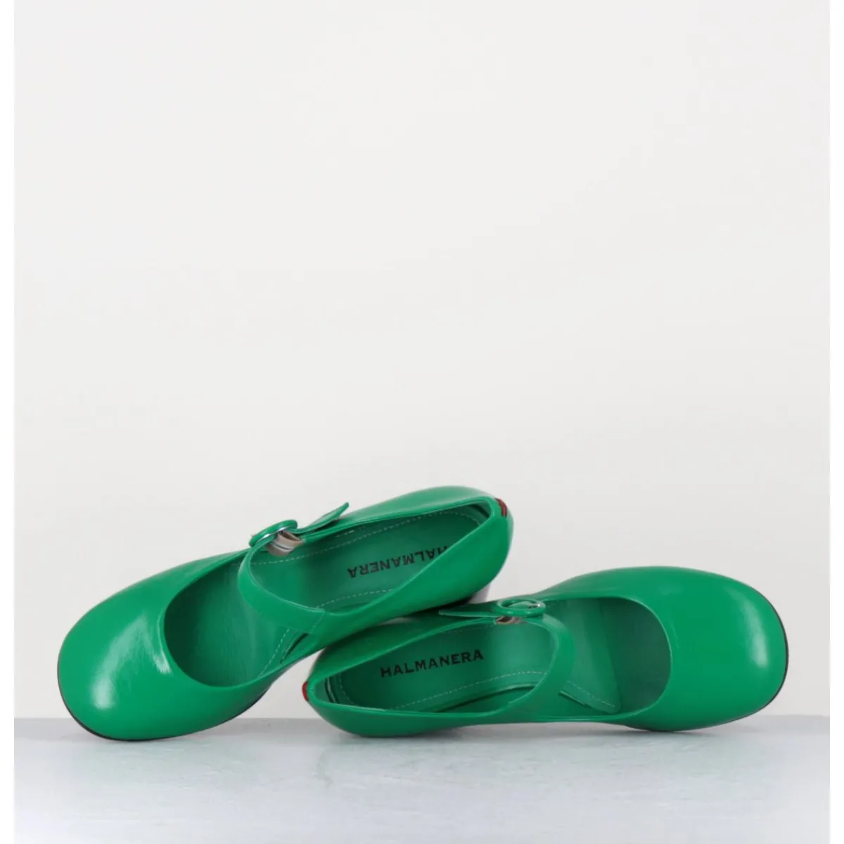 Chaussures^HALMANERA Babies rétro à talon en cuir & noir - ACE22 GLAZE MELA VERT