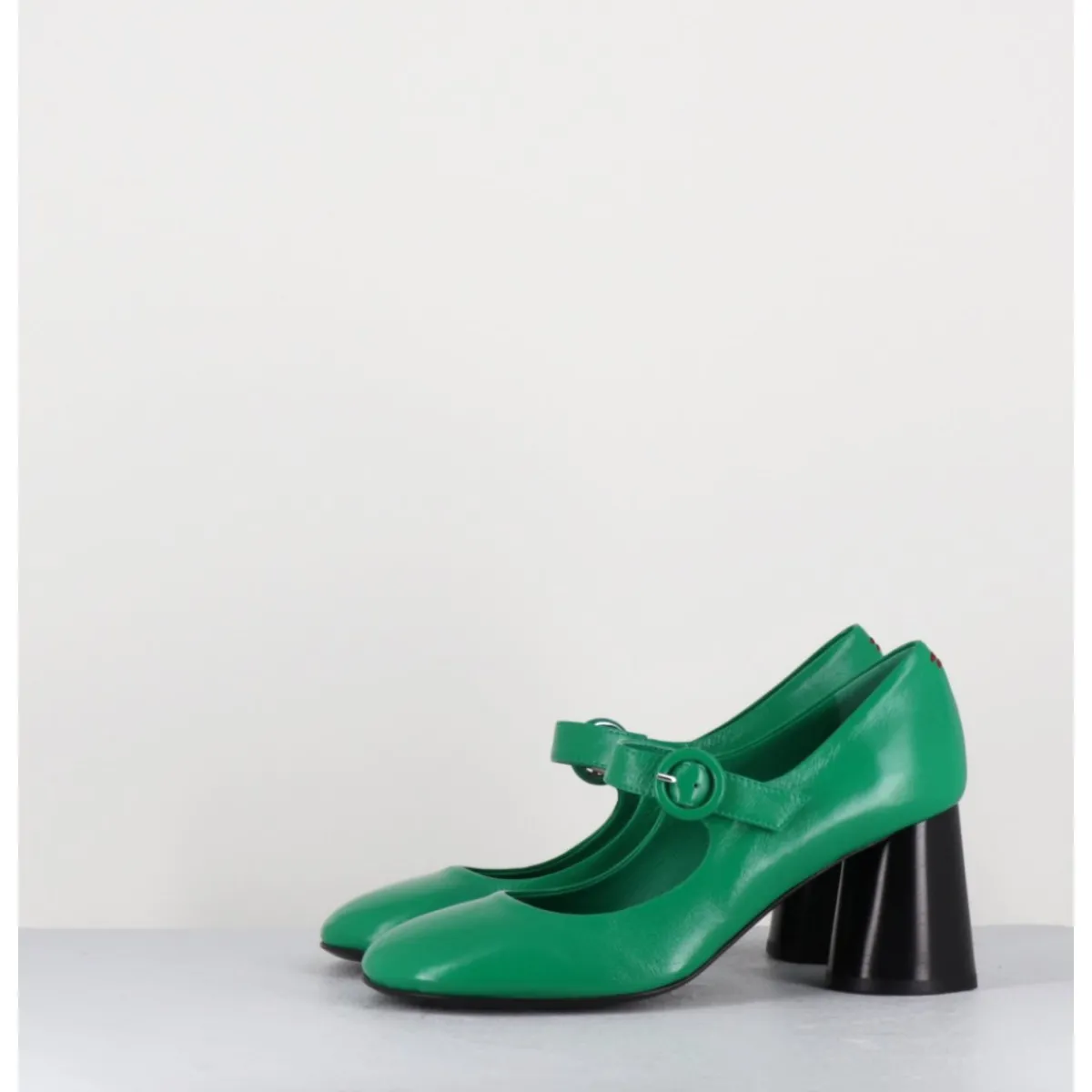 Chaussures^HALMANERA Babies rétro à talon en cuir & noir - ACE22 GLAZE MELA VERT