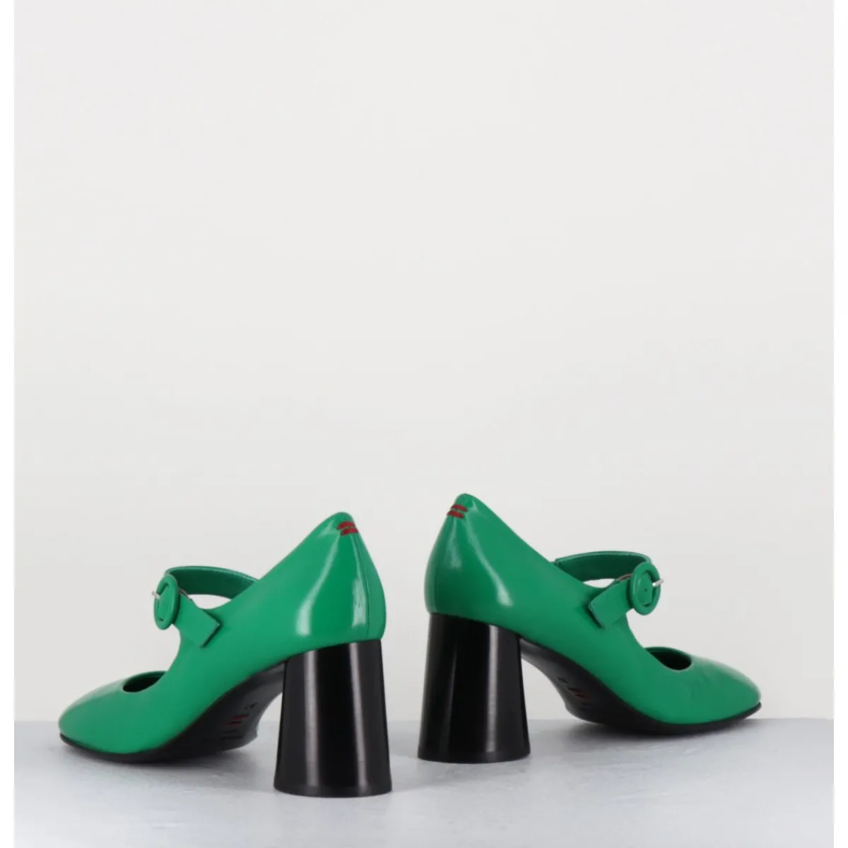 Chaussures^HALMANERA Babies rétro à talon en cuir & noir - ACE22 GLAZE MELA VERT