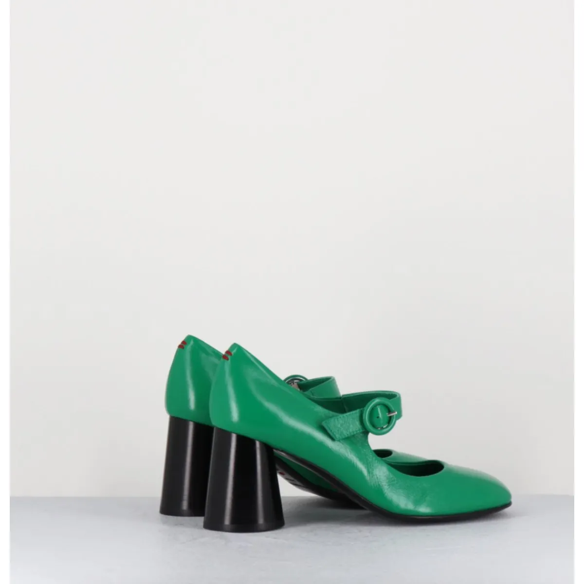 Chaussures^HALMANERA Babies rétro à talon en cuir & noir - ACE22 GLAZE MELA VERT