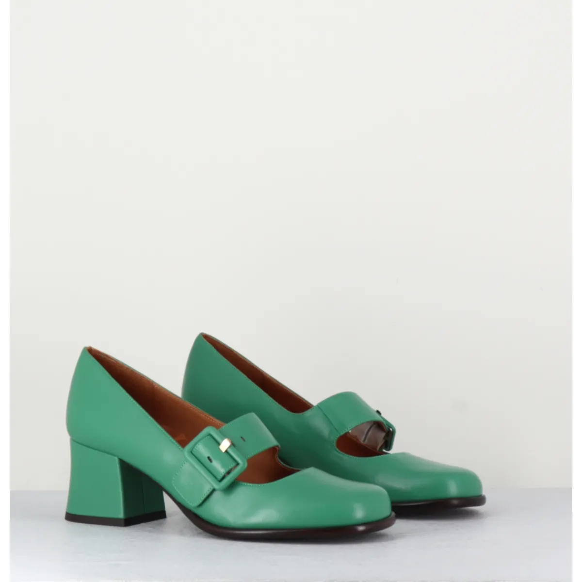 Chaussures^CHIE MIHARA Babies rétro en cuir petit talon - MIKO GREEN VERT