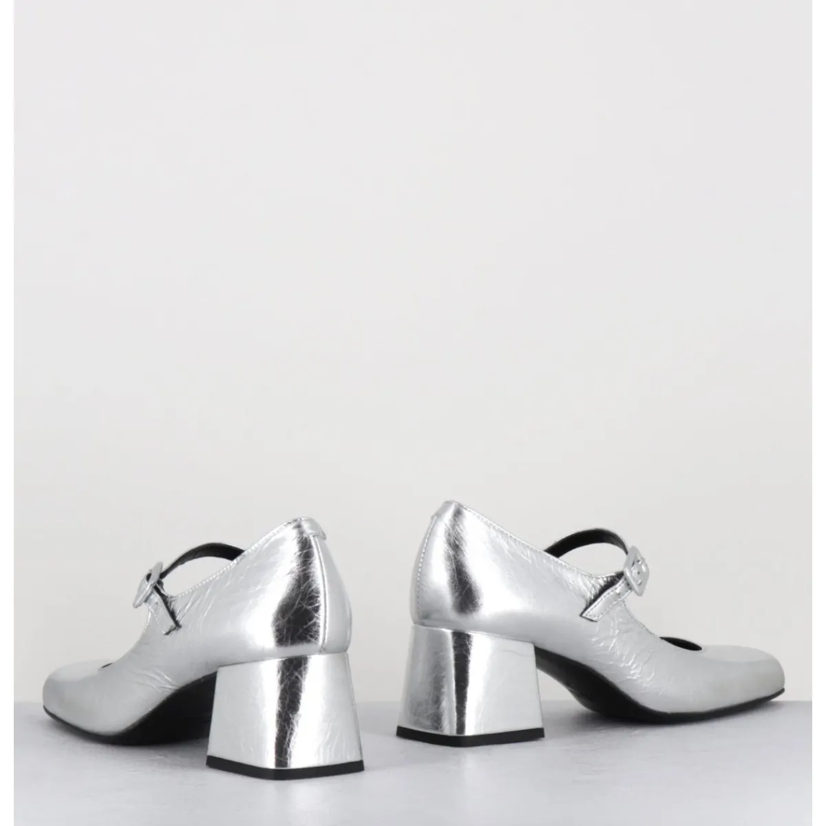 Chaussures^ROTTA Babies 60s en cuir métallisé petit talon - XARA SCRATCH SILVER ARGENT