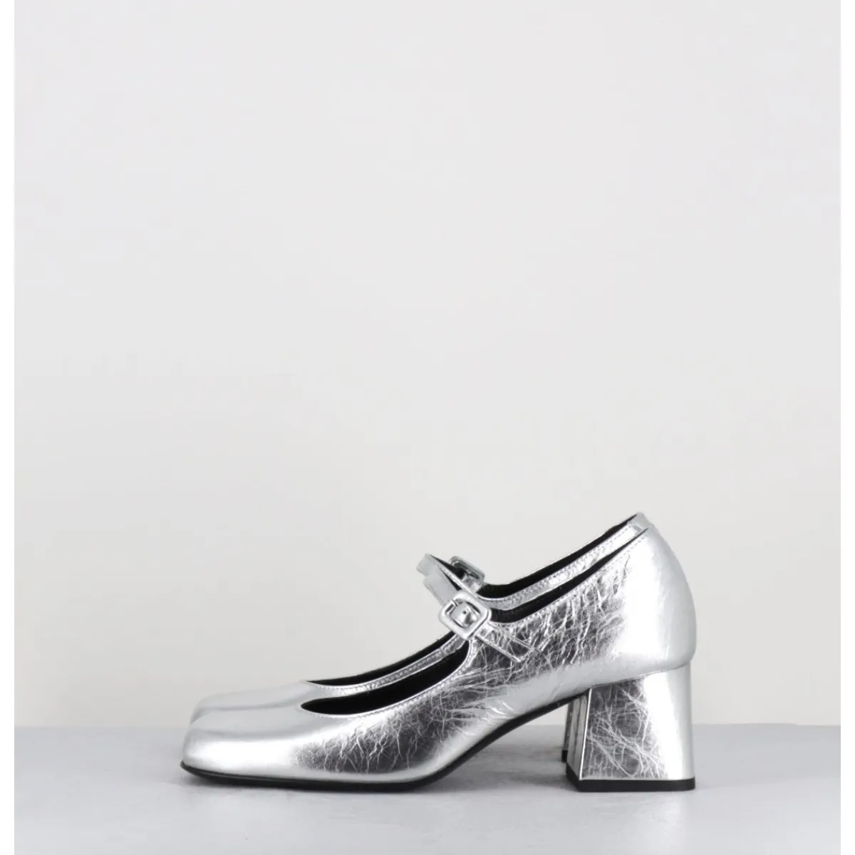 Chaussures^ROTTA Babies 60s en cuir métallisé petit talon - XARA SCRATCH SILVER ARGENT