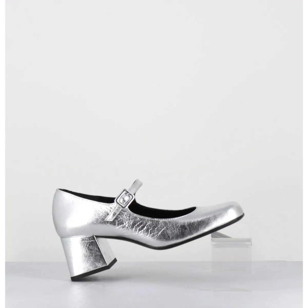 Chaussures^ROTTA Babies 60s en cuir métallisé petit talon - XARA SCRATCH SILVER ARGENT