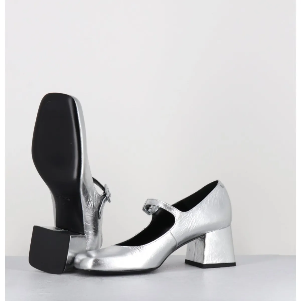 Chaussures^ROTTA Babies 60s en cuir métallisé petit talon - XARA SCRATCH SILVER ARGENT