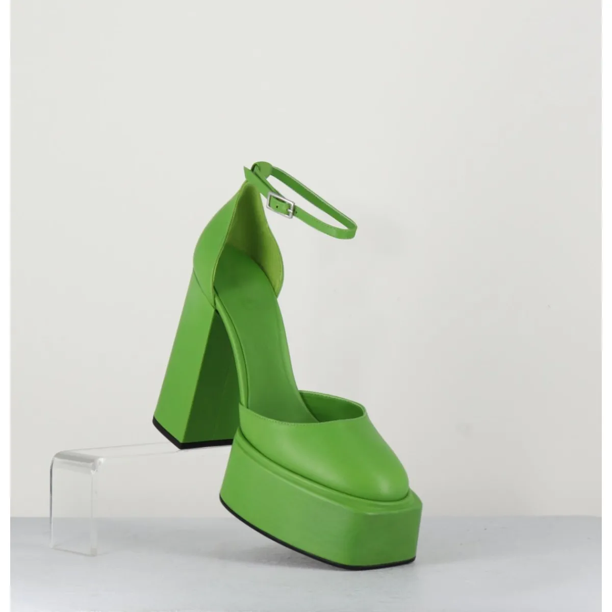 Chaussures | Plateformes^3JUIN Babies talon haut à plateforme en cuir - AMBRA MOK GREEN VERT