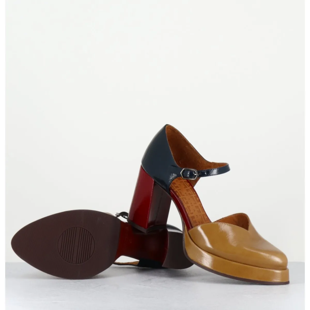 Chaussures^CHIE MIHARA Babies tricolore bout pointu à plateforme - FASI MASERATI SAND